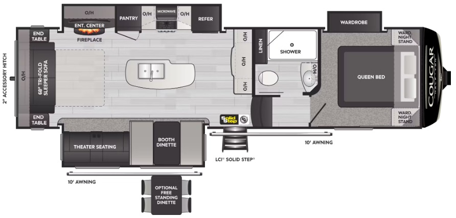 2023 KEYSTONE COUGAR 1/2 TON 29RLI, , floor-plans-day image number 0